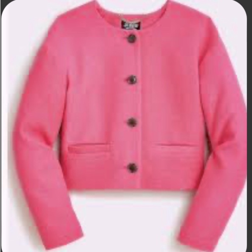 J. Crew Collection - Lady Jacket Bomber cotton bouclé in Vivid Begonia, size 14
